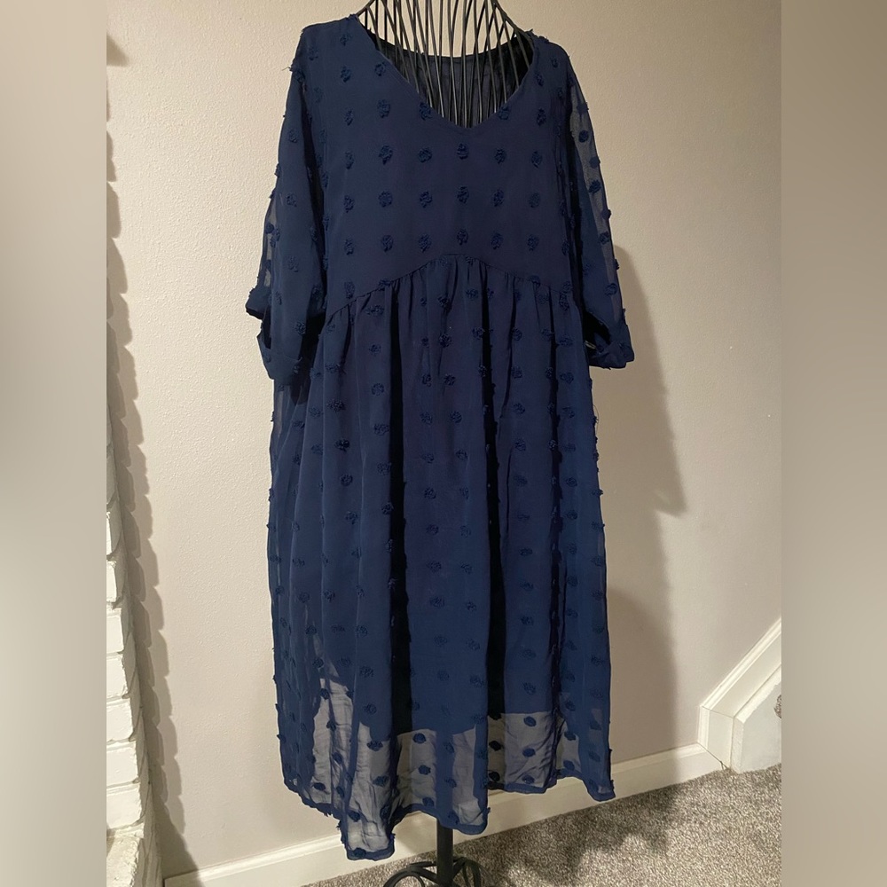 NWT Navy Swiss dot dress - simple and feminine!